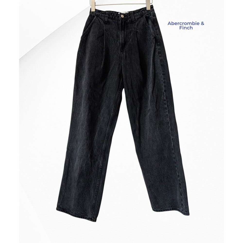 Abercrombie & Fitch High-Rise Wide Leg Jeans - Washed Black